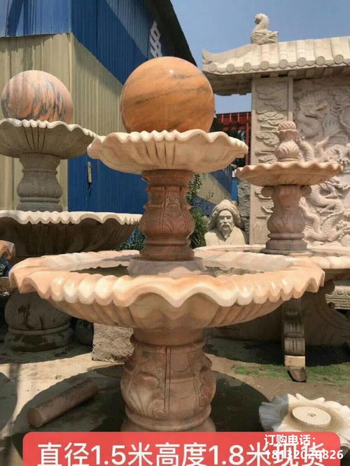 晚霞紅雙層景觀球公園噴泉石雕 中衛青石景觀球雕塑訂制